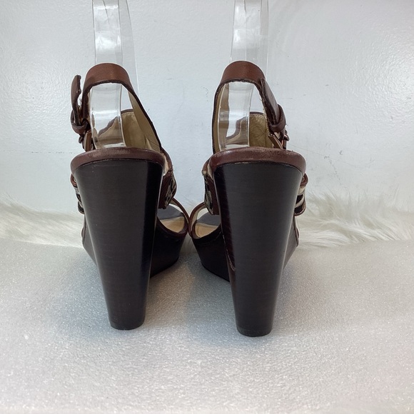 COACH CAMO WOODEN WEDGE HEEL SLINGBACK SANDALS SZ 7.5 - Picture 10 of 11